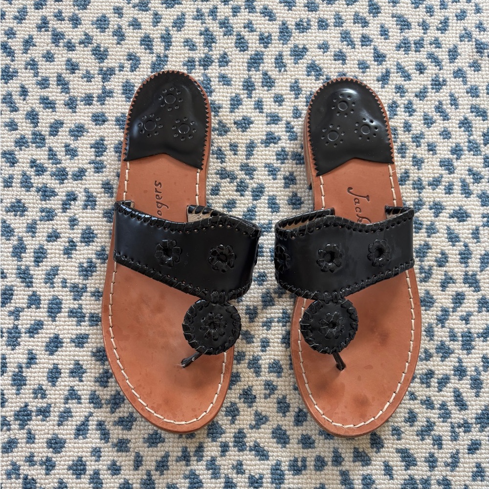 Jack Rogers Sandals • Black Patent Leather